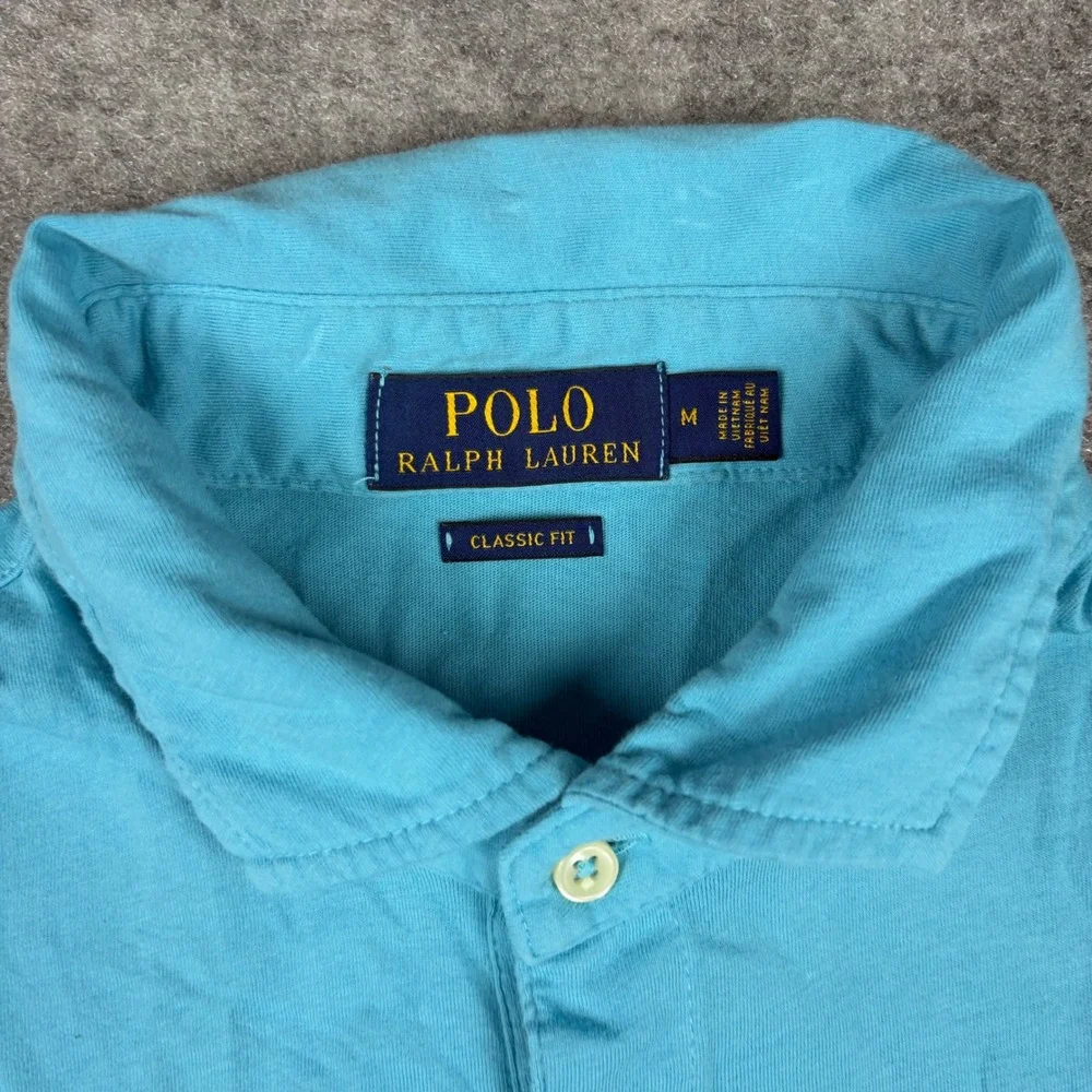 Polo Ralph Lauren Polo Shirt Mens Medium Blue Classic Fit Pocket Short Sleeve